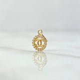 Dije Circulo Ola Cruzada 0.4gr / 1.4cm / Circones Blancos Oro Amarillo 18K