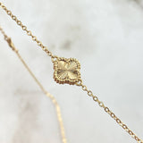 Cadena Aro Seguido Trebol VCyA 8gr / 45cm-50cm / 1.5mm Graduable Diamantado Punteado Oro Amarillo Nac.Esp. 18K