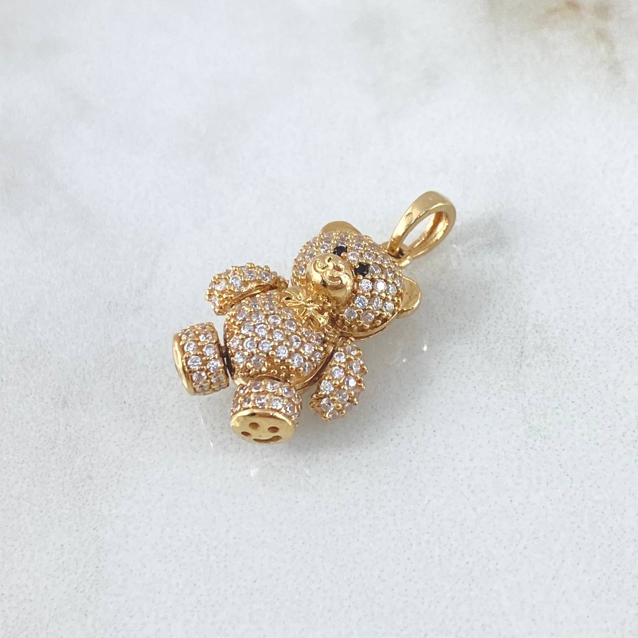 Dije Oso Corbatin 4.4gr / 3cm / Circones Blancos Ojos Negros Oro Amarillo 18K ©