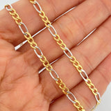 Cadena Figaro 4.5gr / 45.5cm / 3.07mm Dos Oros Amarillo Blanco +1 18K $