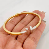 Pulso Aro Doble T 8.65g / 19cm / 3.1mm Dos Oros Amarillo Blanco 18K