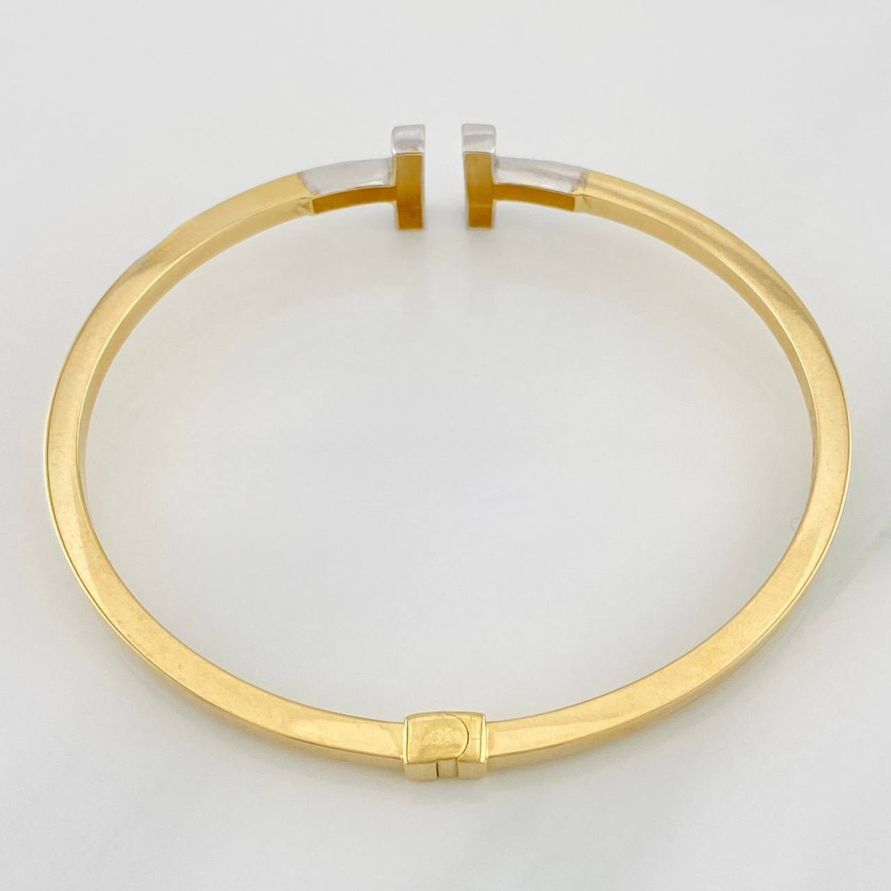 Pulso Aro Doble T 8.65g / 19cm / 3.1mm Dos Oros Amarillo Blanco 18K