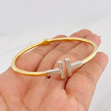 Pulso Aro Doble T 7.3g / 15cm / 2.9mm Oro Amarillo / Oro Blanco 18K