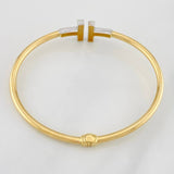 Pulso Aro Doble T 7.3g / 15cm / 2.9mm Oro Amarillo / Oro Blanco 18K