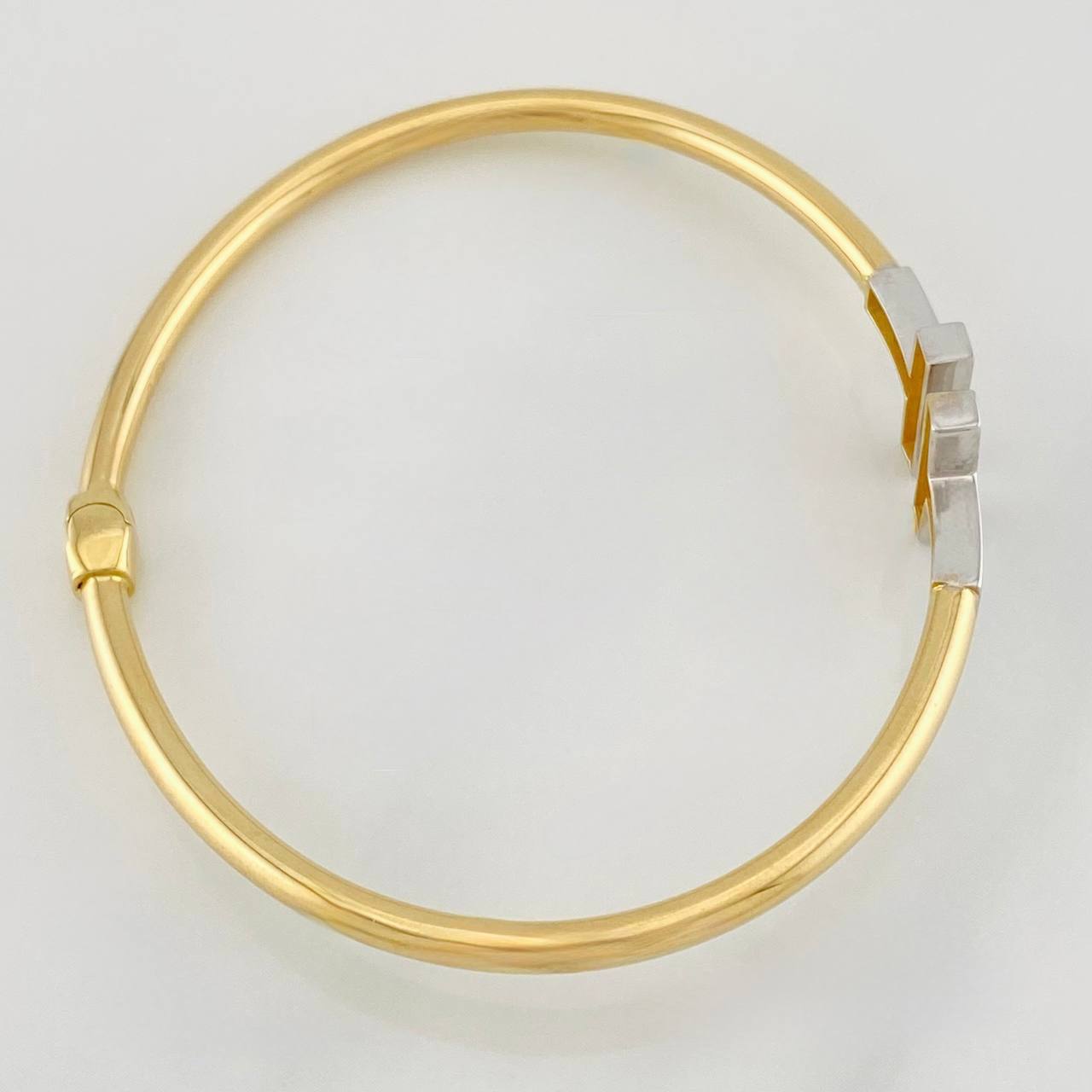 Pulso Aro Doble T 7.3g / 15cm / 2.9mm Oro Amarillo / Oro Blanco 18K