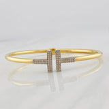 Pulso Aro Doble T 7.3g / 15cm / 2.9mm Oro Amarillo / Oro Blanco 18K