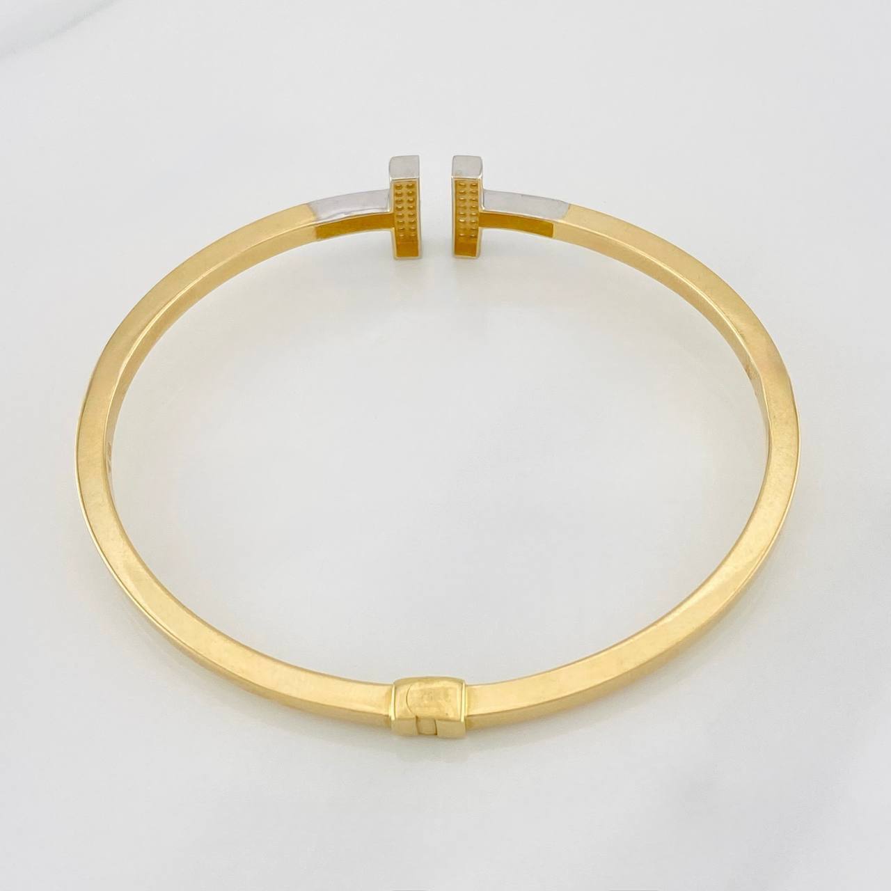 Pulso Aro Doble T 8.85g / 19cm / 3mm Dos Oros Amarillo Blanco 18K
