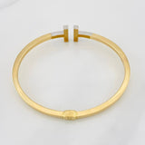 Pulso Aro Doble T 8.85g / 19cm / 3mm Dos Oros Amarillo Blanco 18K