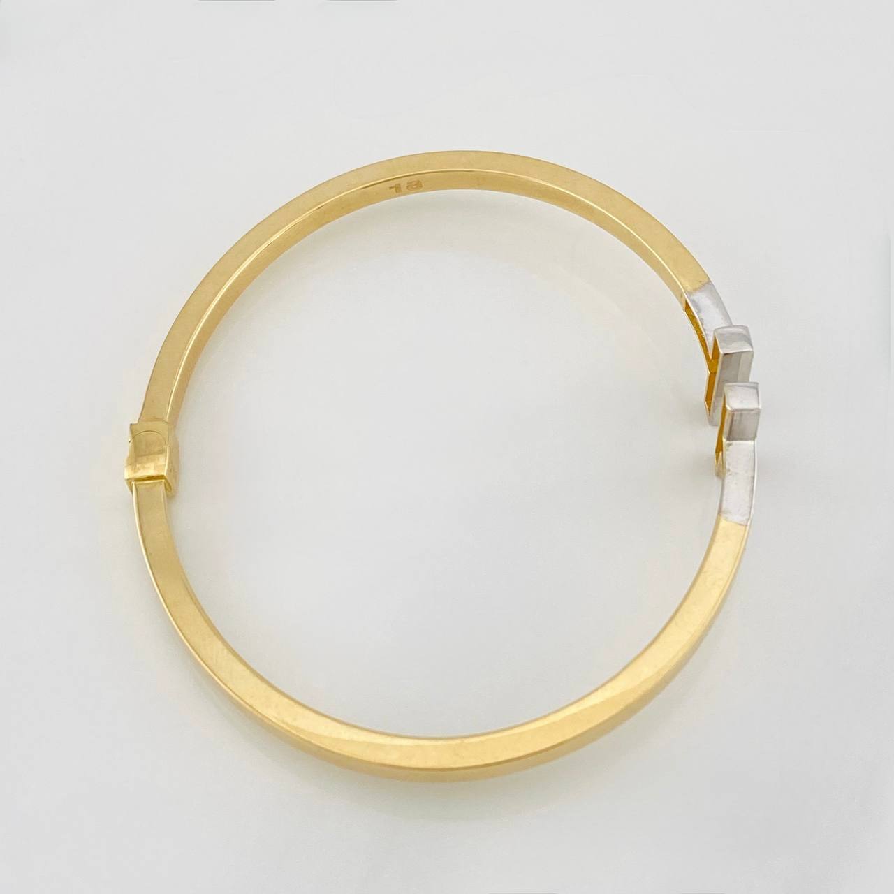 Pulso Aro Doble T 8.85g / 19cm / 3mm Dos Oros Amarillo Blanco 18K