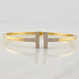 Pulso Aro Doble T 8.85g / 19cm / 3mm Dos Oros Amarillo Blanco 18K