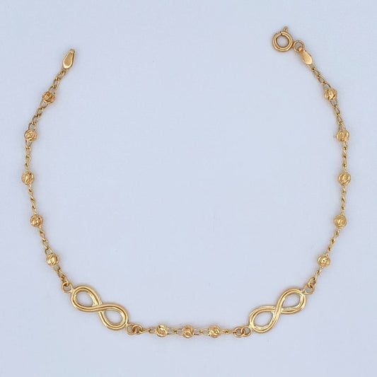 Pulso Infinito Espiga 2.55gr / 19cm / 3mm Oro Amarillo 18K &