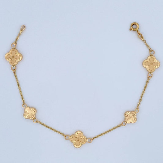 Pulso Trebol Aro Seguido 3.65gr / 18.7cm / 1.8mm Oro Amarillo 18K &