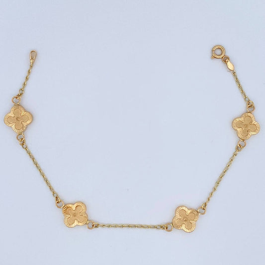 Pulso Trebol Espiga 3.55gr / 18.6cm / 2mm Oro Amarillo 18K &