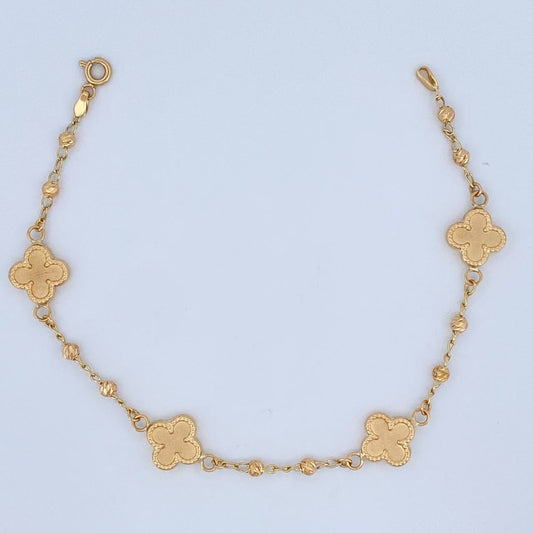 Pulso Trebol Espiga 3.95gr / 19cm / 3mm Oro Amarillo 18K &