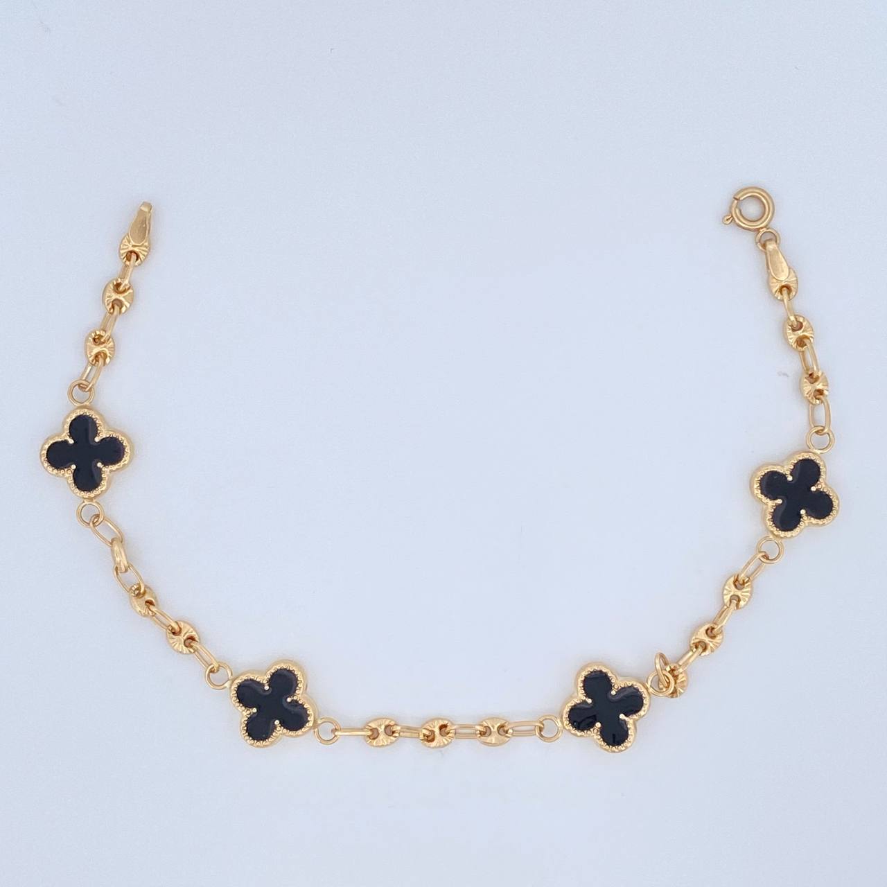 Pulso Trebol Gc 4.45gr / 18.2cm / 3mm Oro Amarillo 18K &