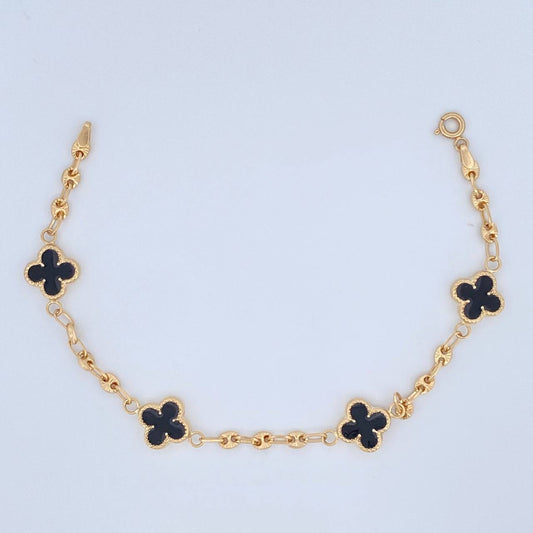 Pulso Trebol Gc 4.45gr / 18.2cm / 3mm Oro Amarillo 18K &