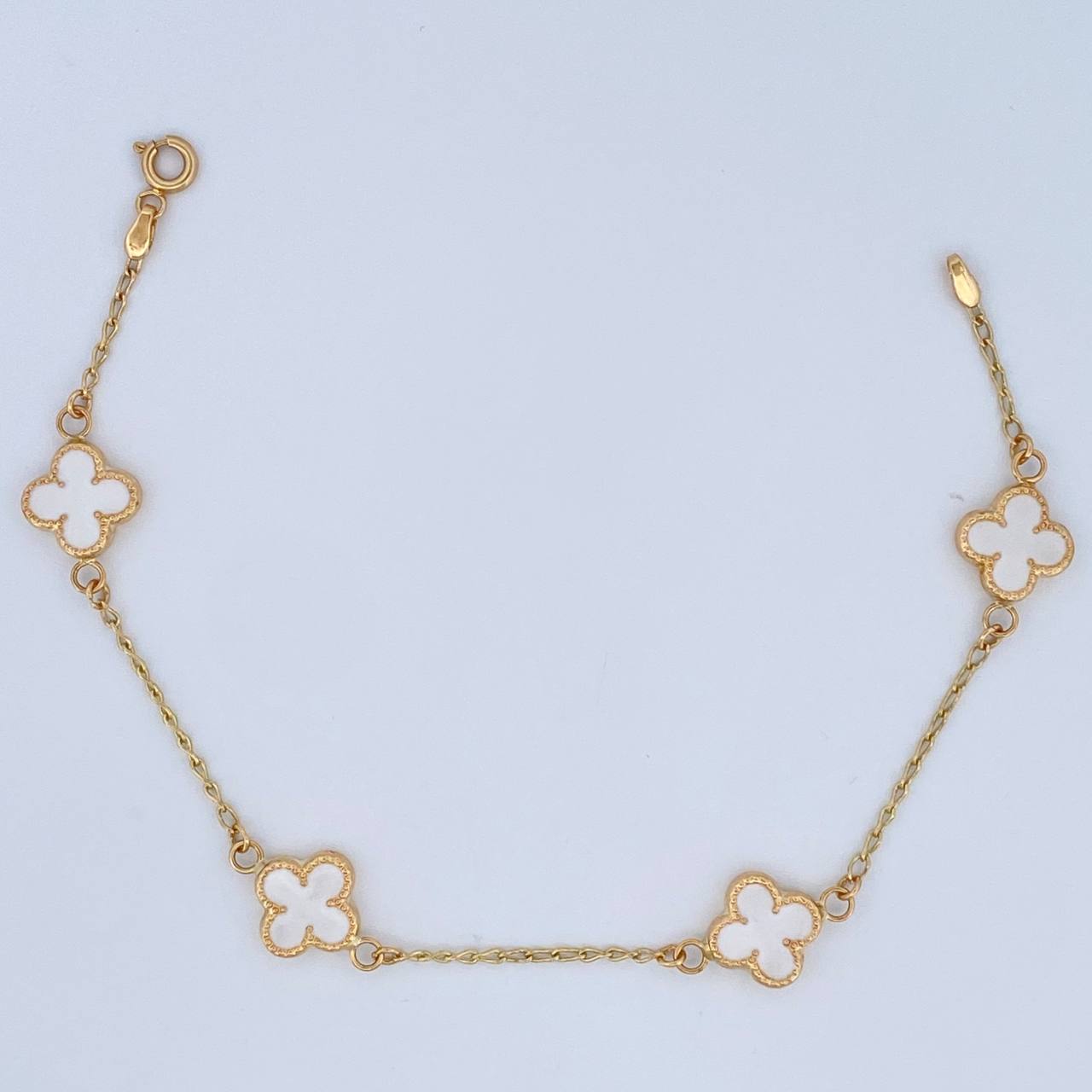 Pulso Trebol Espiga 3.35gr / 18.5cm / 1.5mm Oro Amarillo 18K &