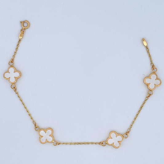 Pulso Trebol Espiga 3.35gr / 18.5cm / 1.5mm Oro Amarillo 18K &