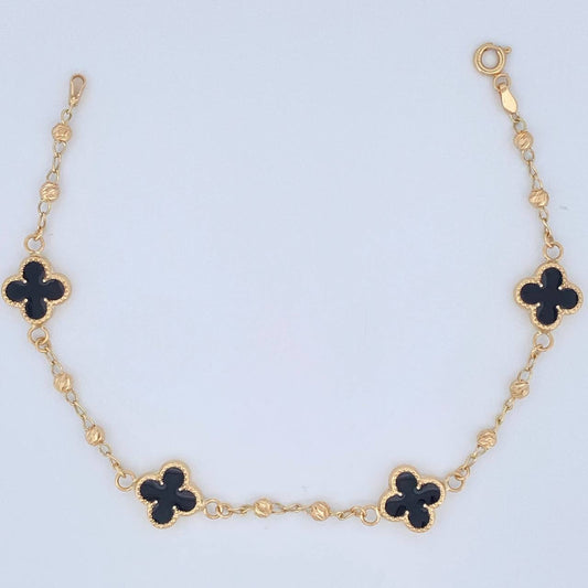 Pulso Trebol Espiga 4.25gr / 19cm / 3mm Oro Amarillo 18K &