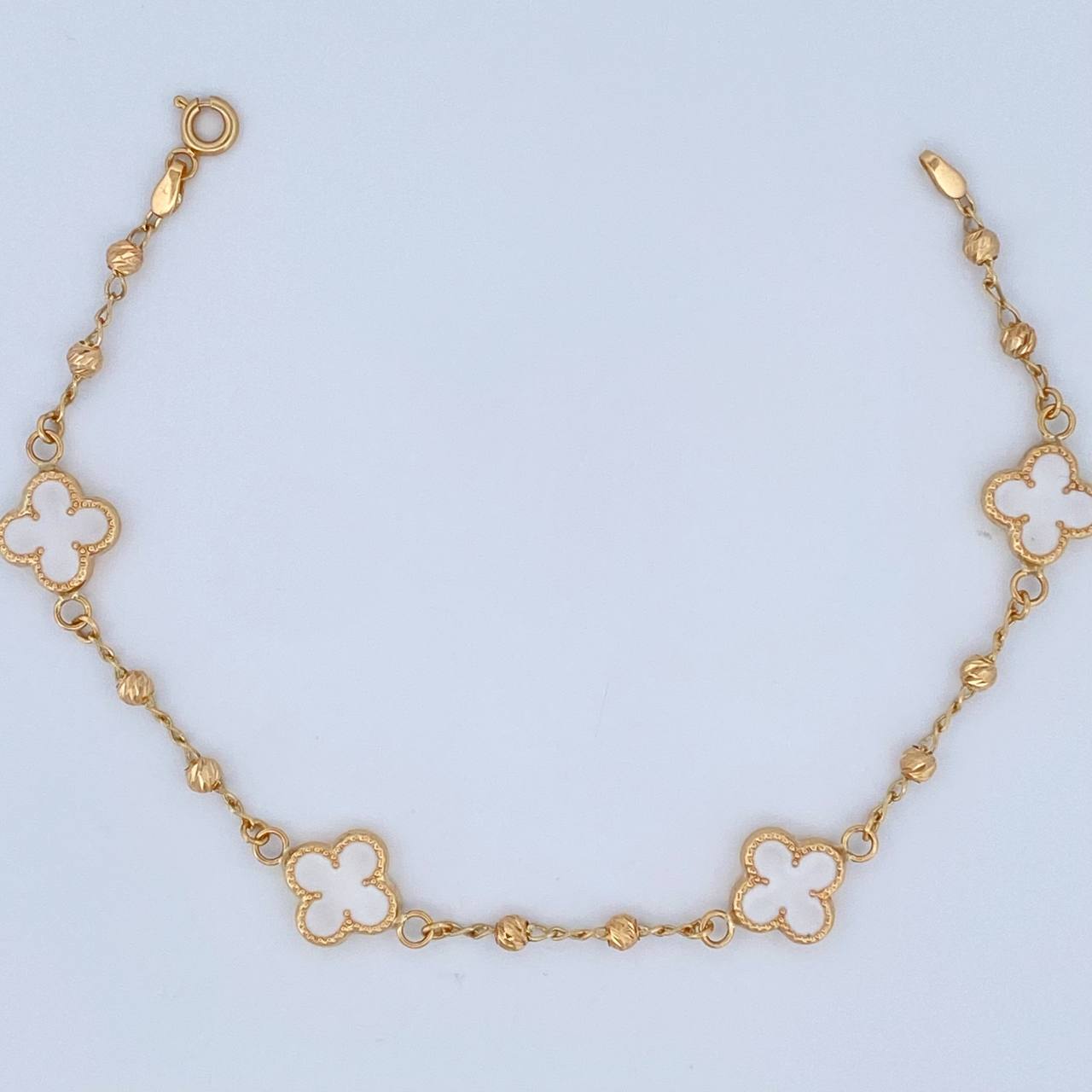Pulso Trebol Espiga 4.15gr / 19.2cm / 2mm Oro Amarillo 18K &
