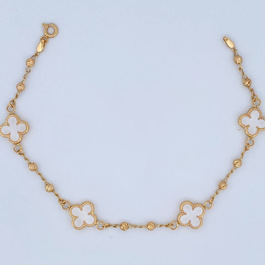 Pulso Trebol Espiga 4.15gr / 19.2cm / 2mm Oro Amarillo 18K &