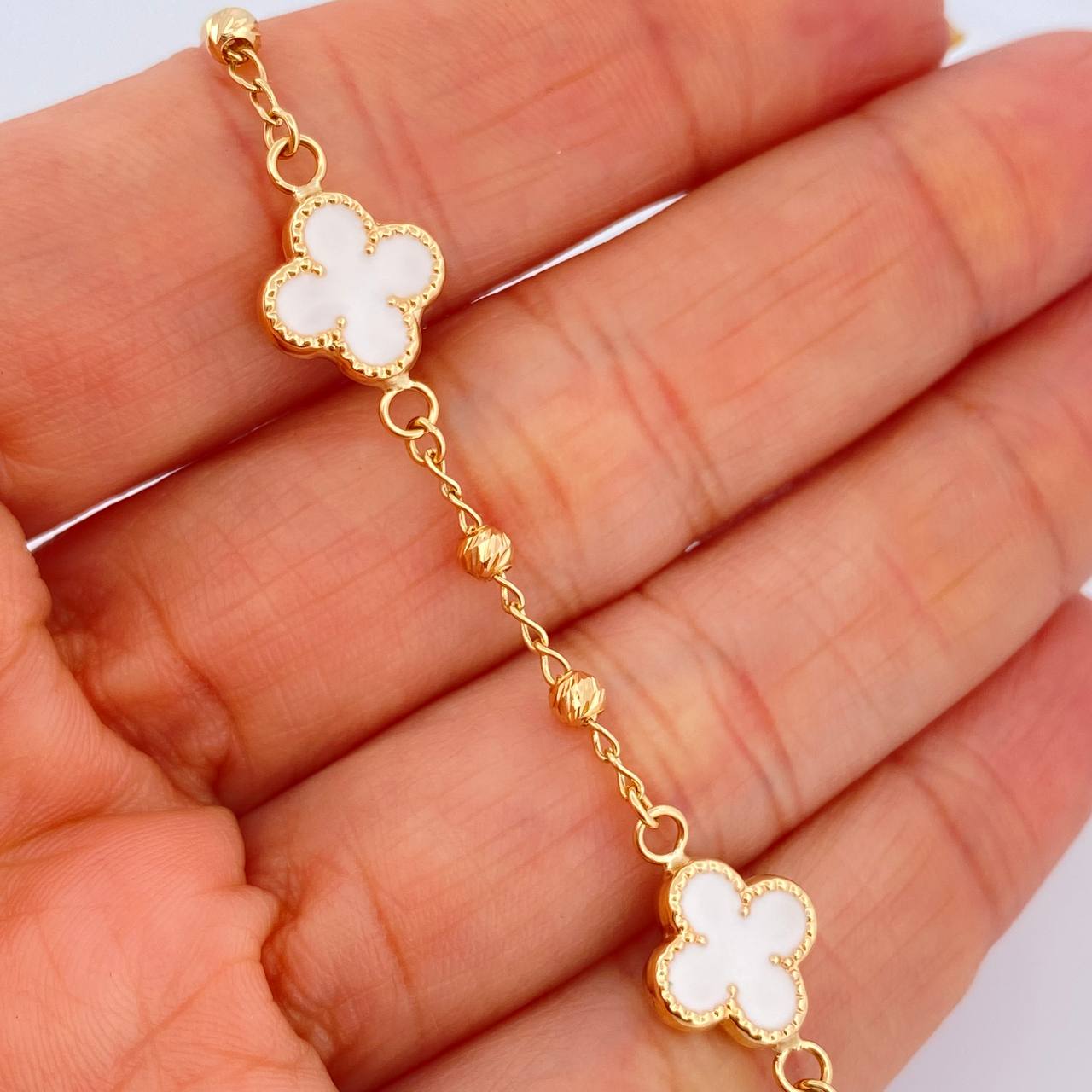 Pulso Trebol Espiga 4.15gr / 19.2cm / 2mm Oro Amarillo 18K &