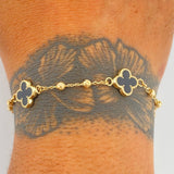 Pulso Trebol Espiga 4.25gr / 19cm / 3mm Oro Amarillo 18K &