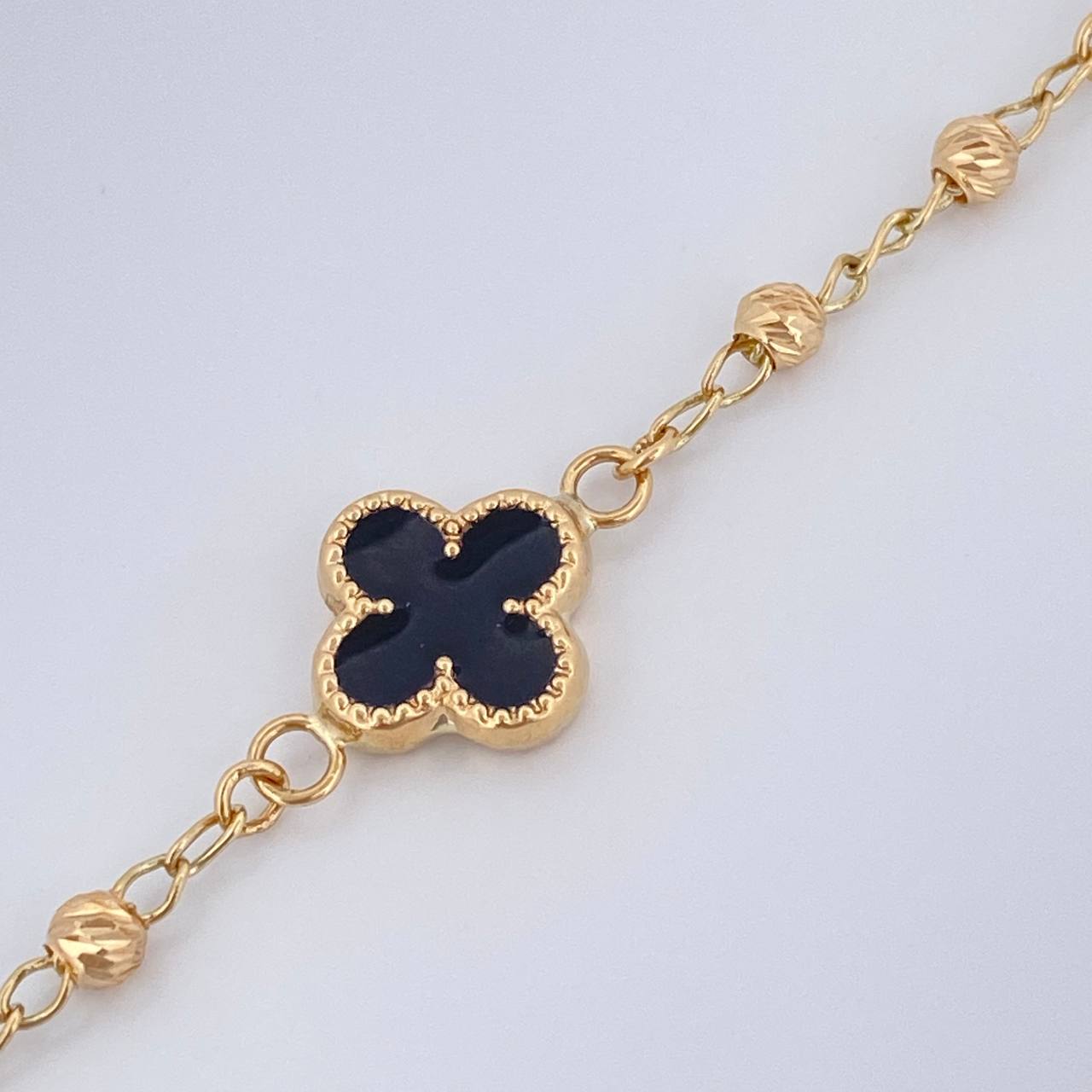 Pulso Trebol Espiga 4.25gr / 19cm / 3mm Oro Amarillo 18K &