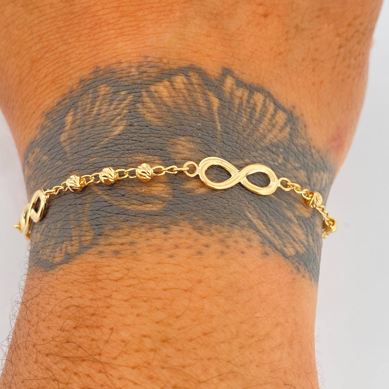 Pulso Infinito Espiga 2.55gr / 19cm / 3mm Oro Amarillo 18K &