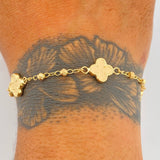 Pulso Trebol Espiga 3.95gr / 19cm / 3mm Oro Amarillo 18K &
