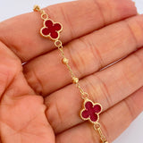 Pulso Trebol Tipo Espiga 4.25gr / 19cm / 2mm Oro Amarillo 18K &