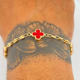 Pulso Trebol Gc 4.35gr / 18.6cm / 3mm Oro Amarillo 18K &