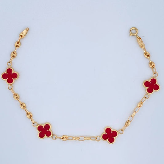 Pulso Trebol Gc 4.35gr / 18.6cm / 3mm Oro Amarillo 18K &
