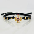 Pulsera Tejida Negra Pato Bolsas Dinero Oro Amarillo 18K