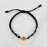 Pulsera Tejida Negra Pato Bolsas Dinero Oro Amarillo 18K