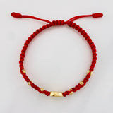 Pulsera Tejida Roja San Benito Oro Amarillo 18K