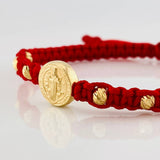 Pulsera Tejida Roja San Benito Oro Amarillo 18K