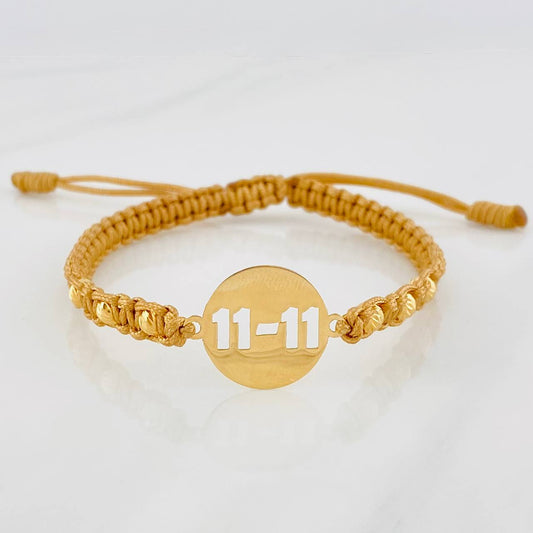 Pulsera Tejida Caqui 11-11 Oro Amarillo 18K