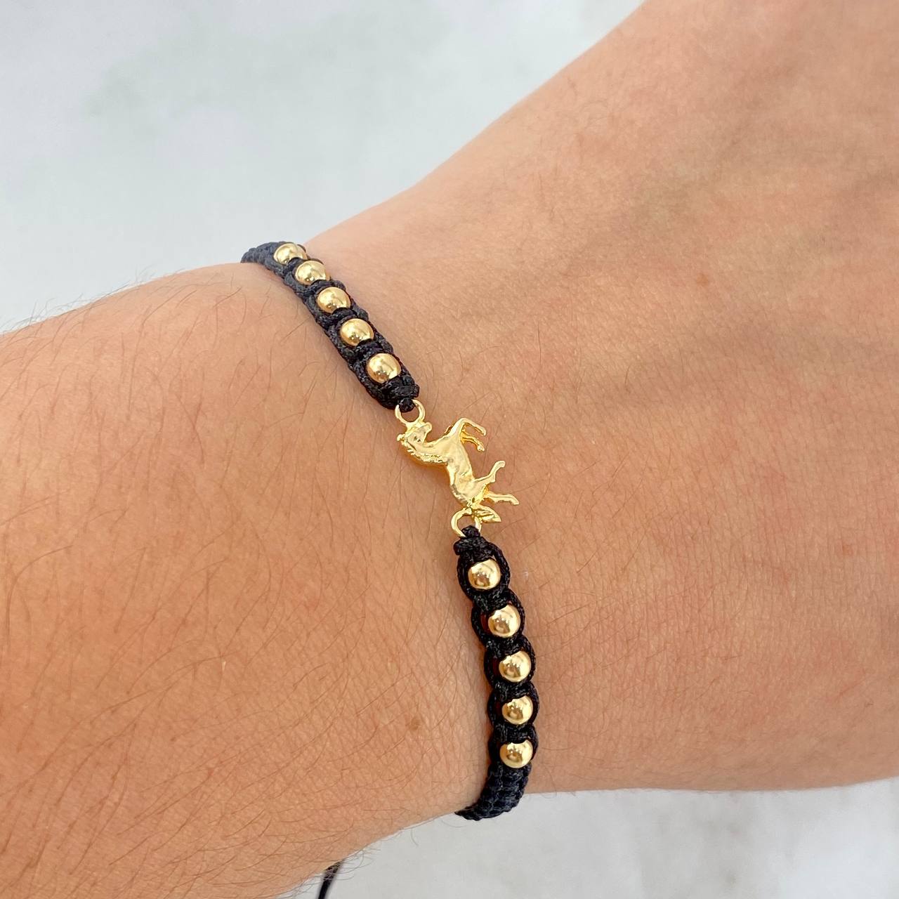 Pulsera Caballo Galopante 1.35gr / 3mm Bolas Lisas 10 und Oro Amarillo *