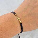 Pulsera Cruz Plana 0.65gr / 4mm Bolas Lisas 2 und Oro Amarillo *