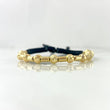 Pulsera Negra Cilindrica Intersecta 3.3gr / 5mm Bolas Diamantadas 10 und Oro Amarillo *