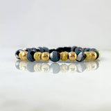 Pulsera Negra Camuflado Grisaseo 2.35gr / 5mm Bolas Lisas Satinadas 12 und Oro Amarillo ©