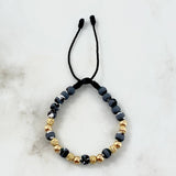 Pulsera Negra Camuflado Grisaseo 2.35gr / 5mm Bolas Lisas Satinadas 12 und Oro Amarillo ©