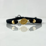 Pulsera Negra Arcángel Mateado 0.45gr / 4mm Bolas Lisas 2 und Oro Amarillo ©