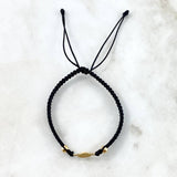 Pulsera Negra Arcángel Mateado 0.45gr / 4mm Bolas Lisas 2 und Oro Amarillo ©