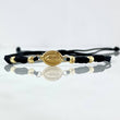 Pulsera Negra Virgen de Guadalupe 0.6gr / 3mm Bolas Diamantadas 4 und Oro Amarillo ©