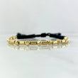 Pulsera Negra Cilindrica Continua 3gr / 4mm Bolas Diamantadas 12 und Oro Amarillo ©