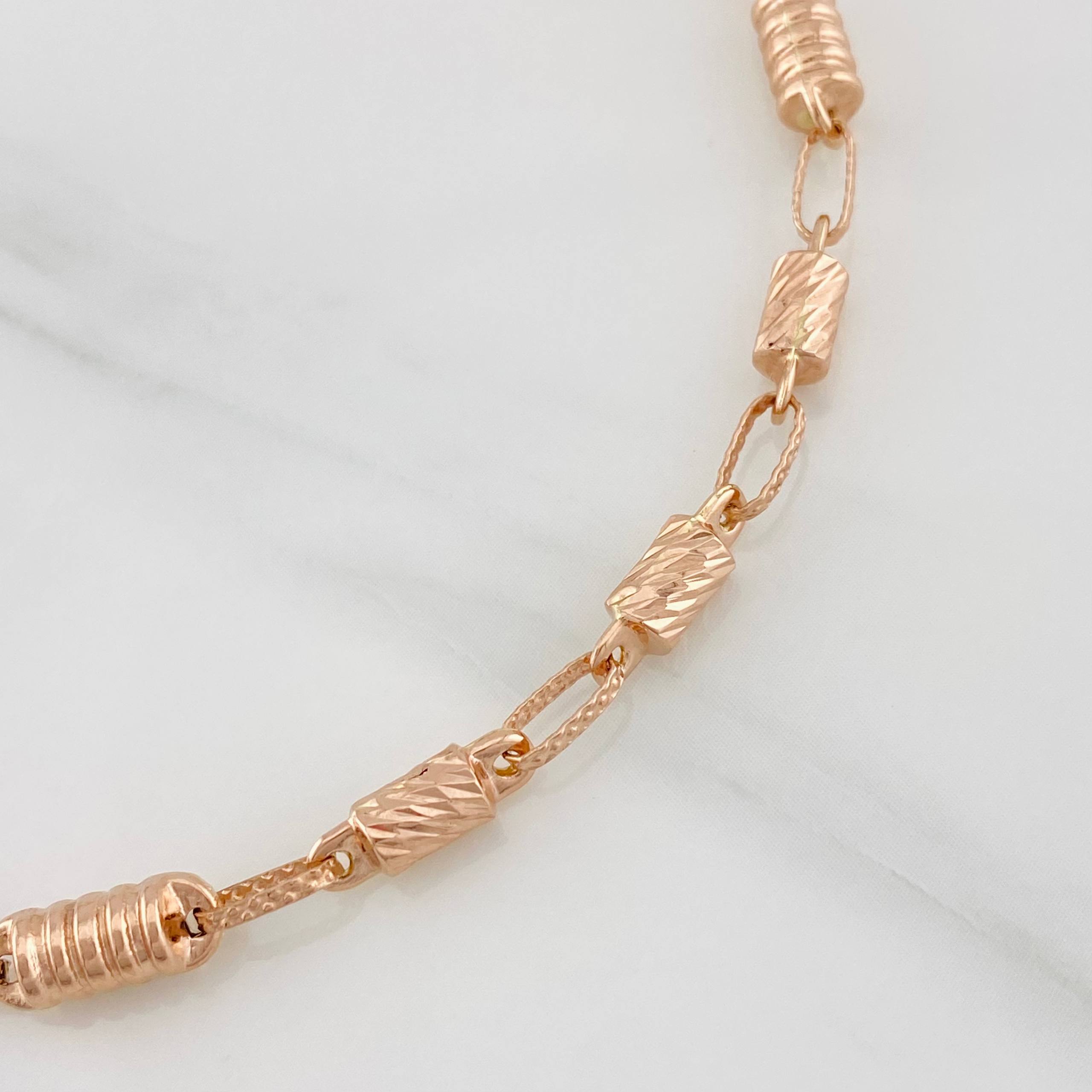 Pulso Rustico Cilindro Largo 4.45g / 21.7cm / 4.25mm Oro Rosa 18K