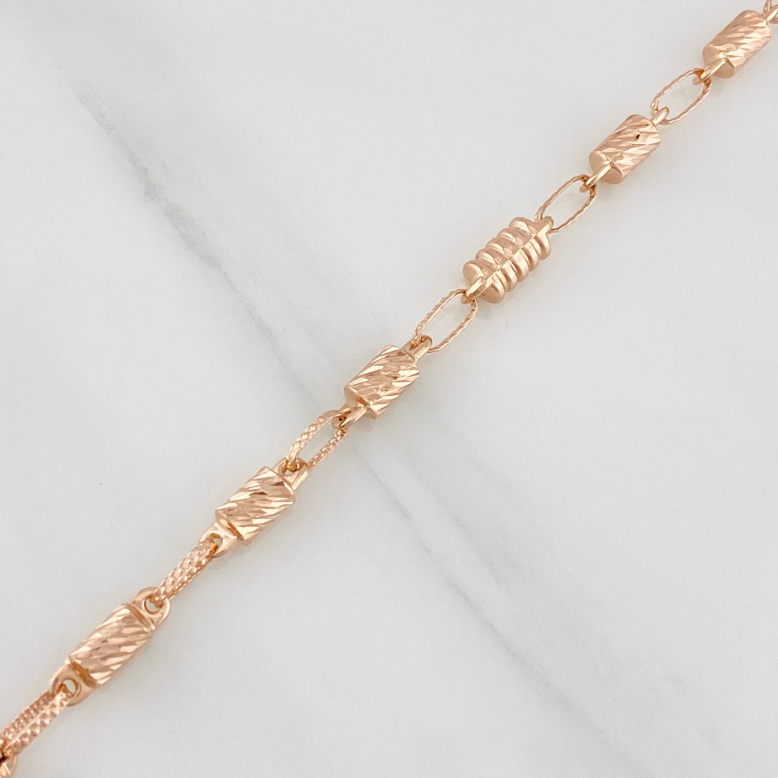 Pulso Rustico Cilindro Largo 4.45g / 21.7cm / 4.25mm Oro Rosa 18K