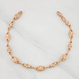 Pulso Rustico Eslabón Flor 4.5g / 19.6cm / 6.1mm Oro Rosa 18K